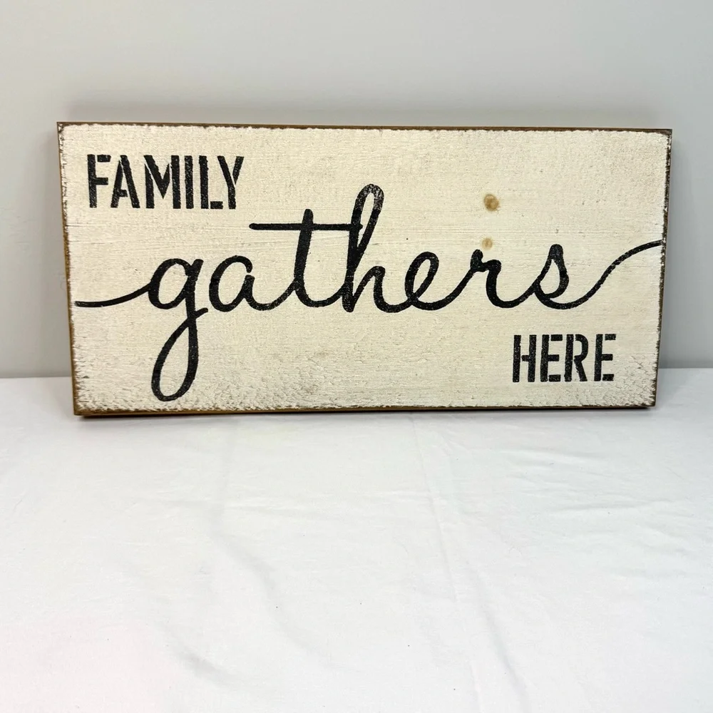 Family Gathers Here Wall Hanging Farmhouse Decor
